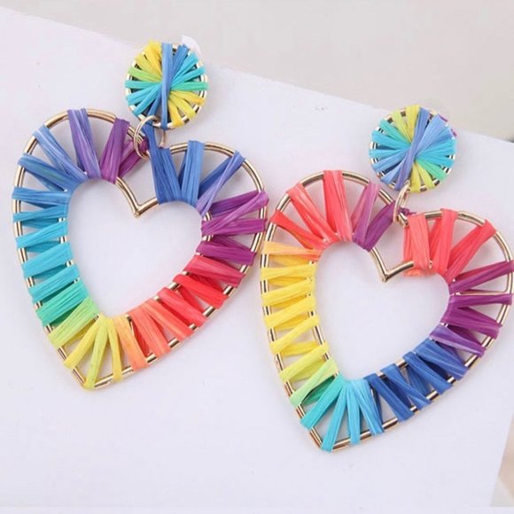 💰Boho Festival Colorful Heart Earrings - Picture 3 of 8